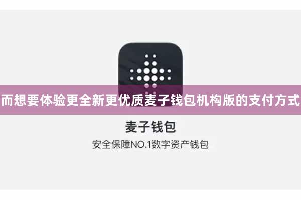 而想要体验更全新更优质麦子钱包机构版的支付方式