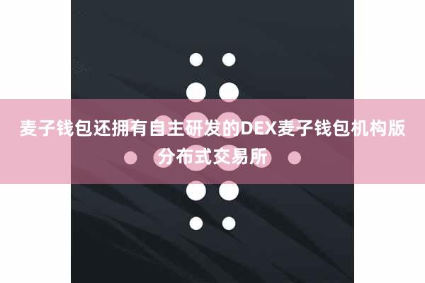 麦子钱包还拥有自主研发的DEX麦子钱包机构版分布式交易所