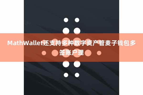 MathWallet还支持多种数字资产管麦子钱包多签账户理